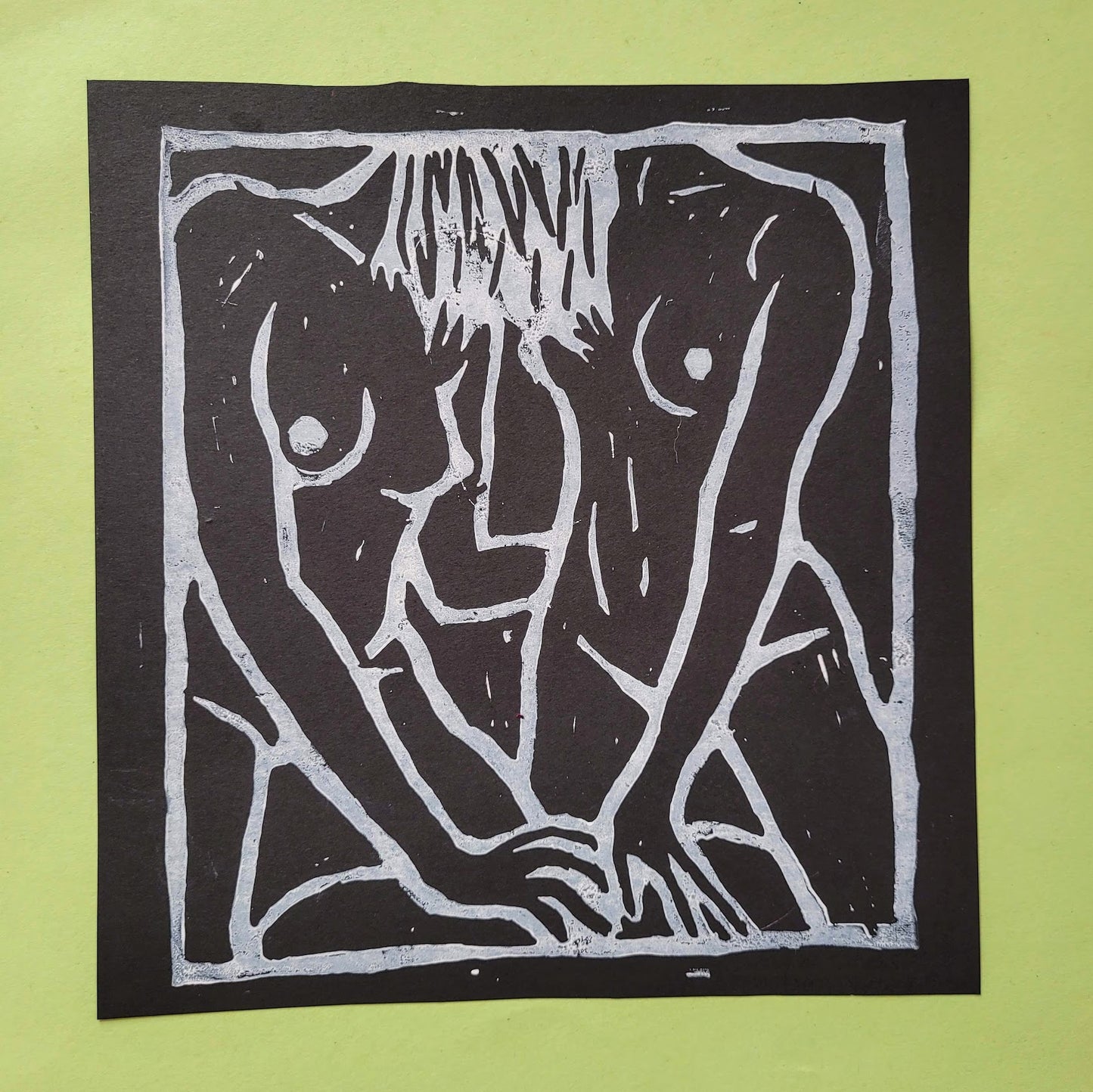Just the three of us - Lino print