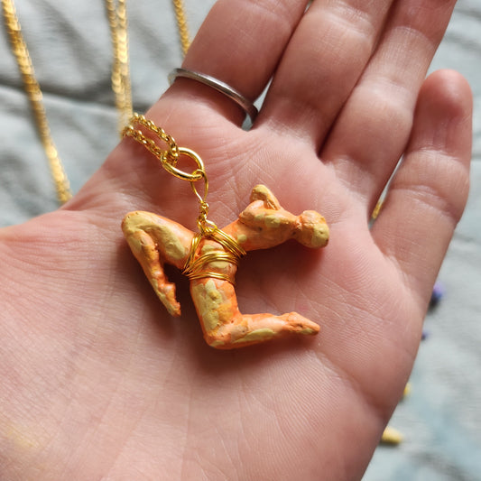 Shibari necklace - orange finish gold findings