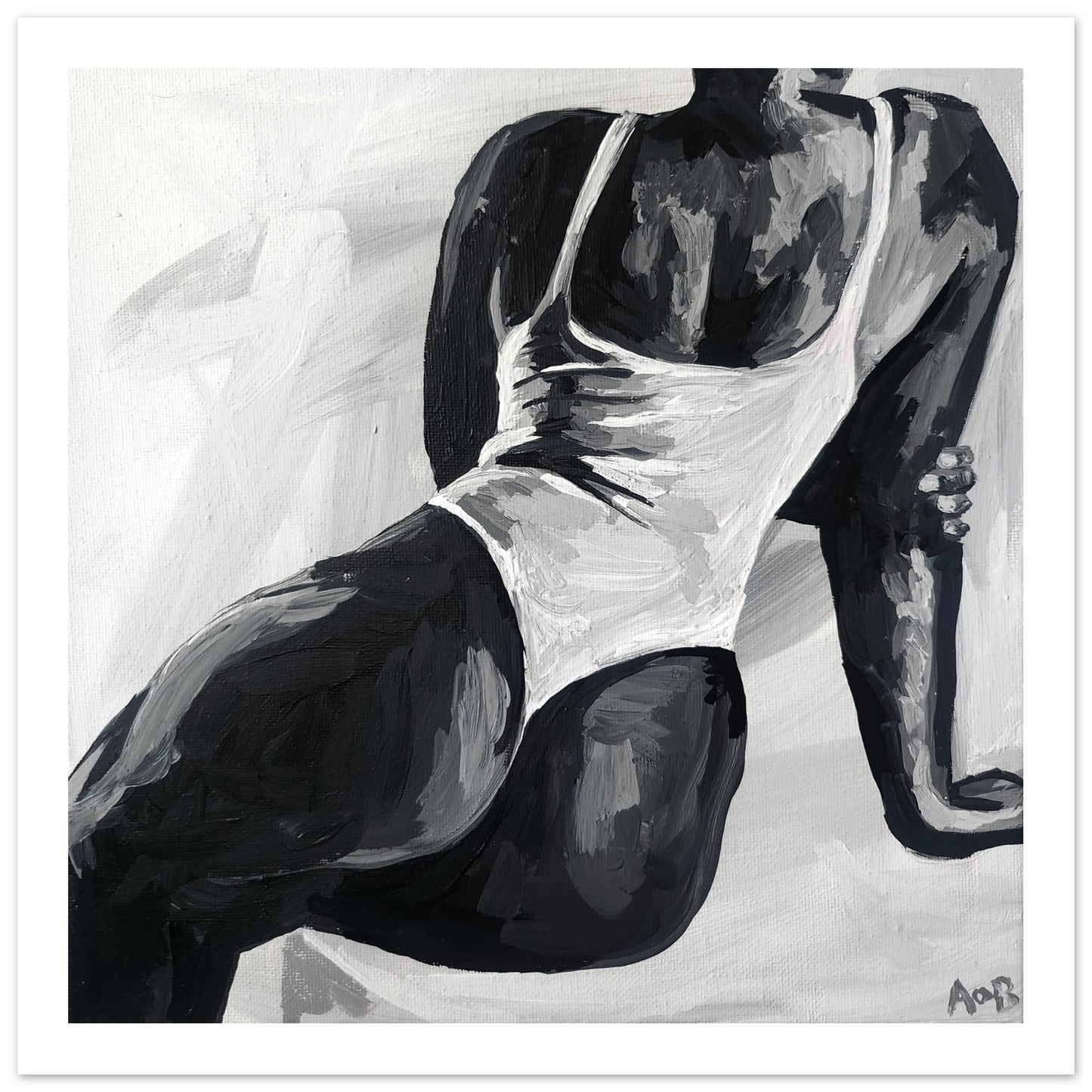 Monochrome study 1 - Black and white female figure Premium Semi-Glossy Art Paper Print