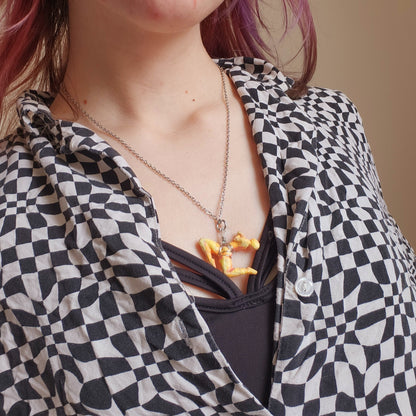 Shibari necklace - orange finish silver findings