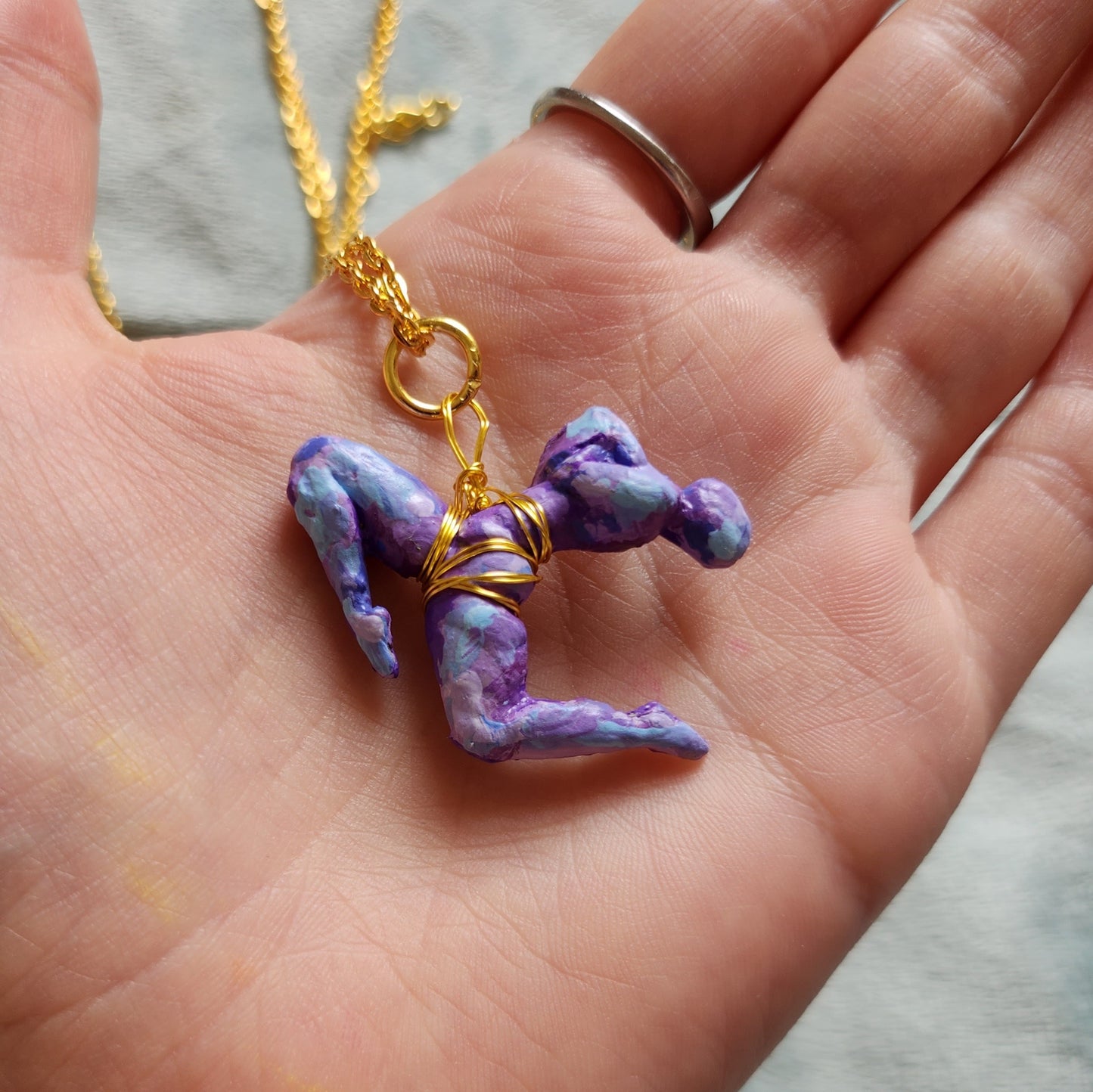 Shibari necklace - purple finish gold findings