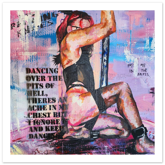 Dancing over the pits of hell - Classic Erotic Fetish ArtSemi-Glossy Paper Painting Print