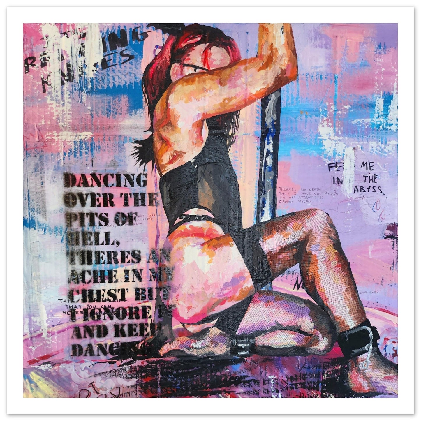 Dancing over the pits of hell - Classic Erotic Fetish ArtSemi-Glossy Paper Painting Print