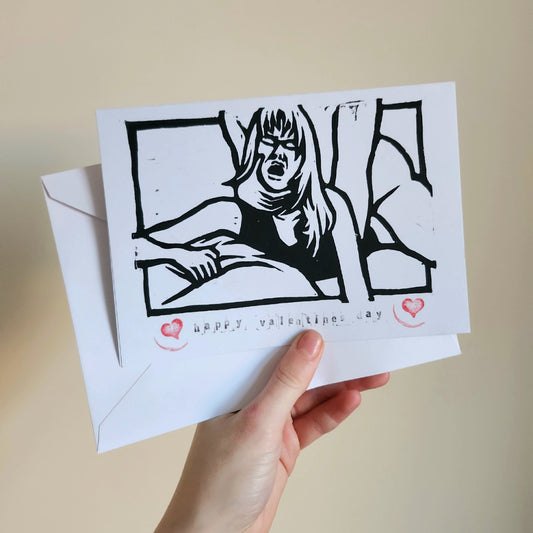 Handmade lino printed valentines card - Design 3