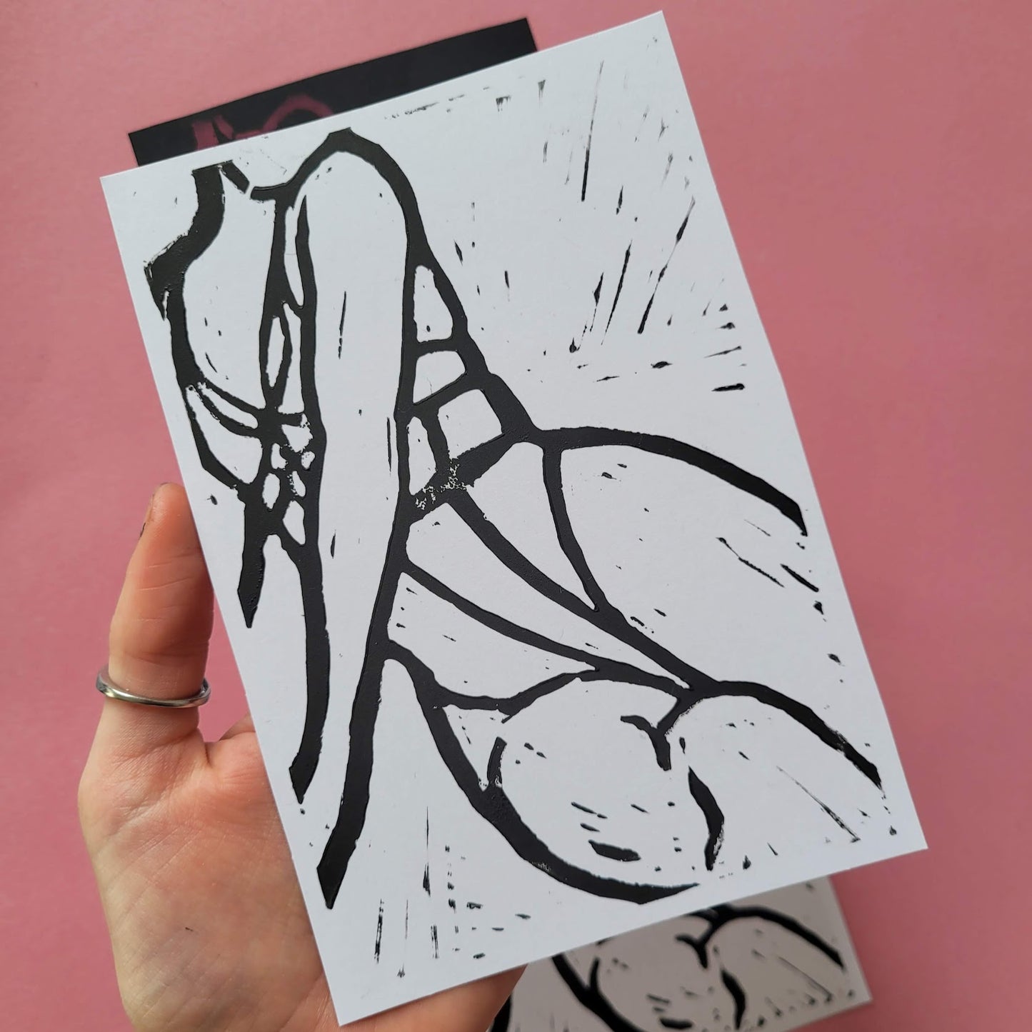 Seated figure body - Lino print