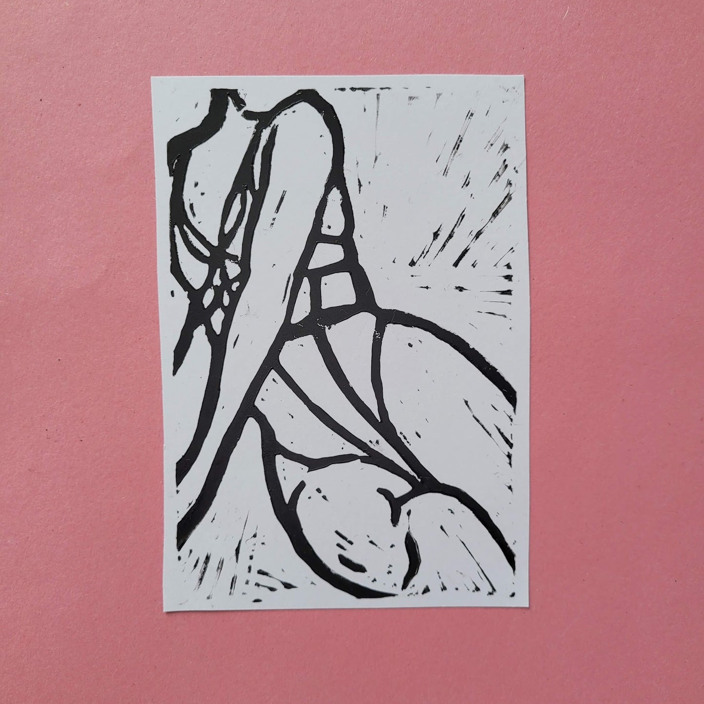 Seated figure body - Lino print