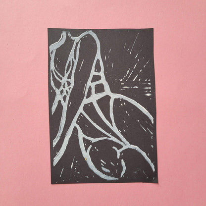 Seated figure body - Lino print