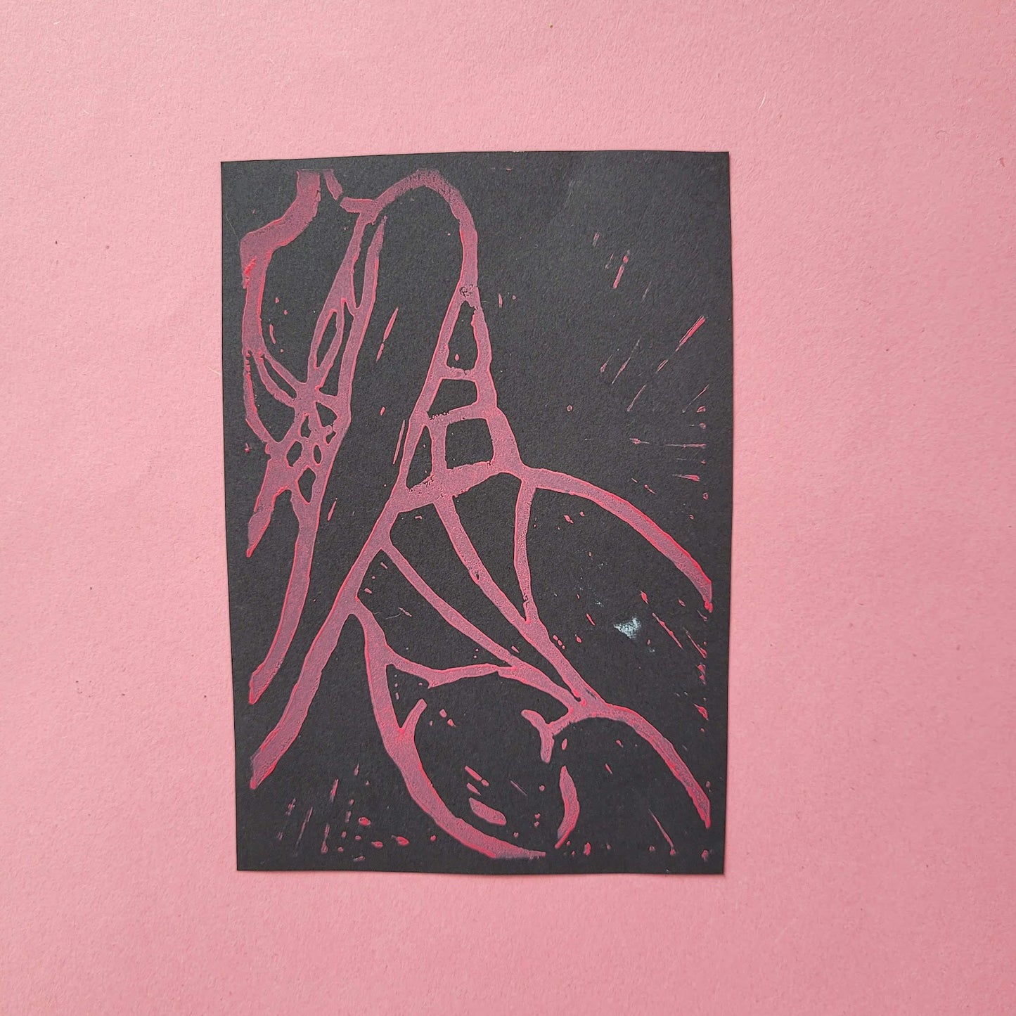 Seated figure body - Lino print