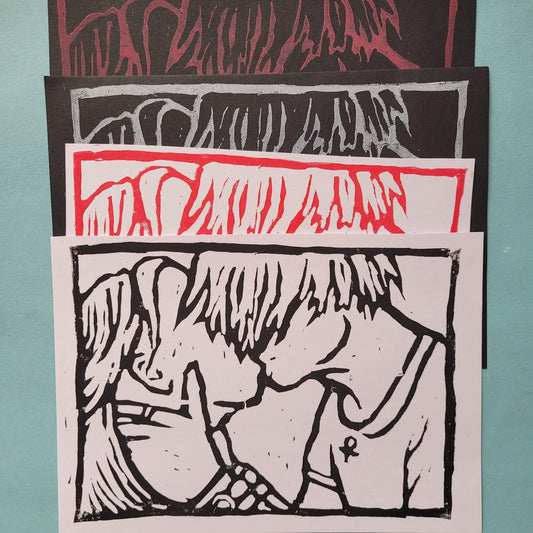 Kiss - Lino prints