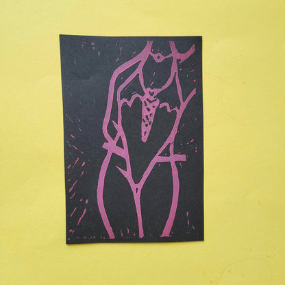 Standing figure body - Lino print