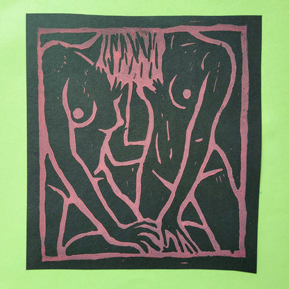 Just the three of us - Lino print