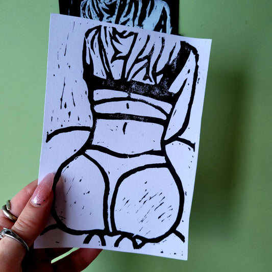 Back and buns - Lino print