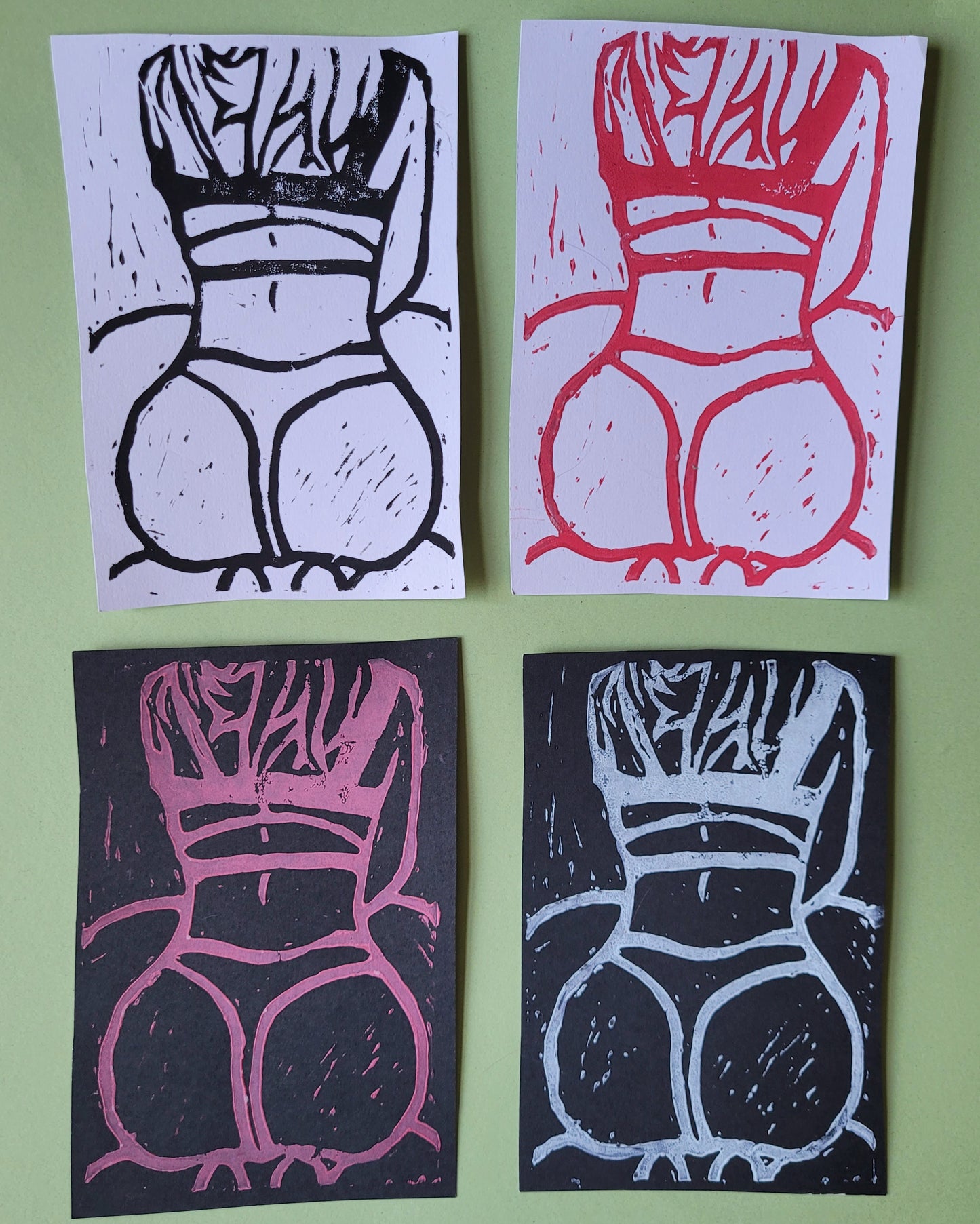 Back and buns - Lino print